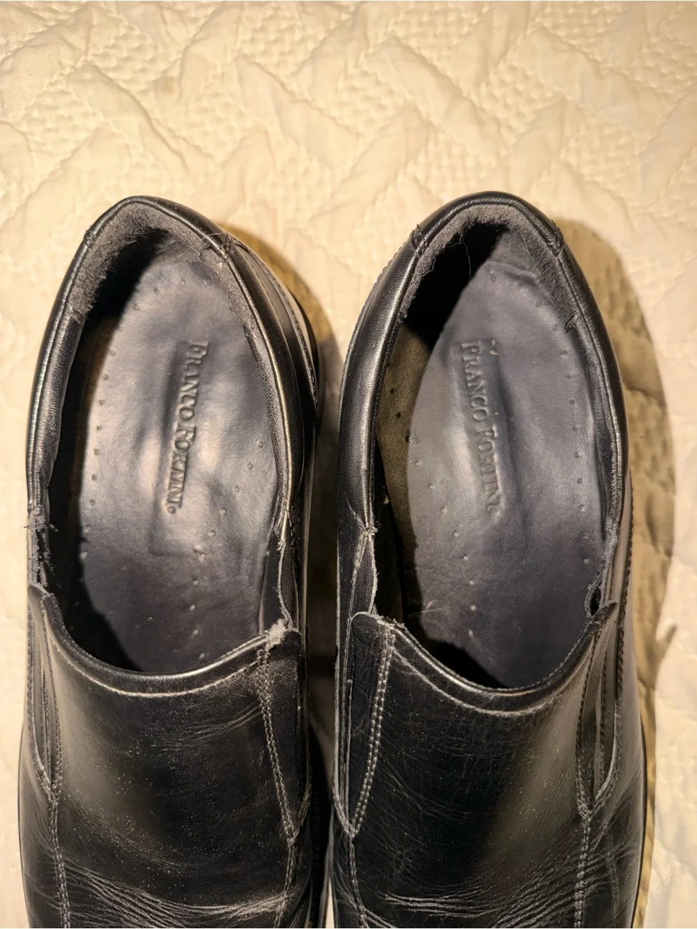 Franco Fortini Black Leather Slip-On Loafers